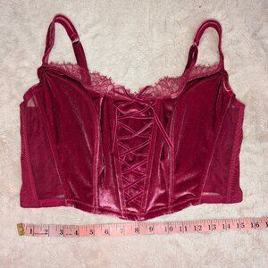 Victoria Secret NWT Dream Angels Velvet Lace Corset Top XXL Red